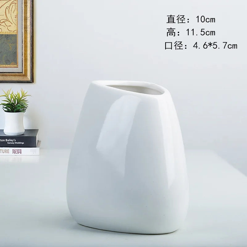 NEW Modern Ceramic Vase Nordic Home Decoration Pure White Cyan Table Vase  Dry Flower Arrangement Creative Living Room Decor